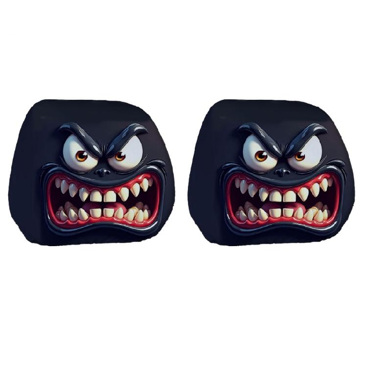 Coprisedili Poggiatesta per Auto Disegnati con Audaci Faccine di Halloween Copri Poggiatesta, Tessuto Elastico Cuscino Umoristico