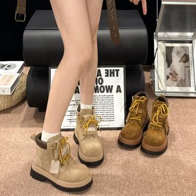 Martin Boots Women's 2025 New Popular Thick-soled Heightening Short Boots Autumn Versatile British Retro Tooling Knight Boots