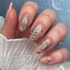 New Year Bestseller Almond Wearable Nails: Year of the Snake Metal Art with Star & Moon False Tips