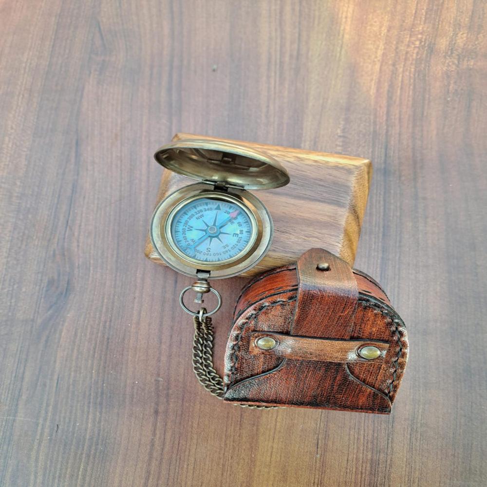 Personalized Brass Sundial Compass – Handmade Nautical Gift