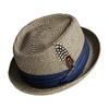 Cappello Panama Uomo Cappello Pork Pie Vintage Britannico Trilby Cappello di Paglia Fedora Traspirante Cappello da Sole da Spiaggia Cappello a Tesa Larga Cappello di Paglia Intrecciato a Mano