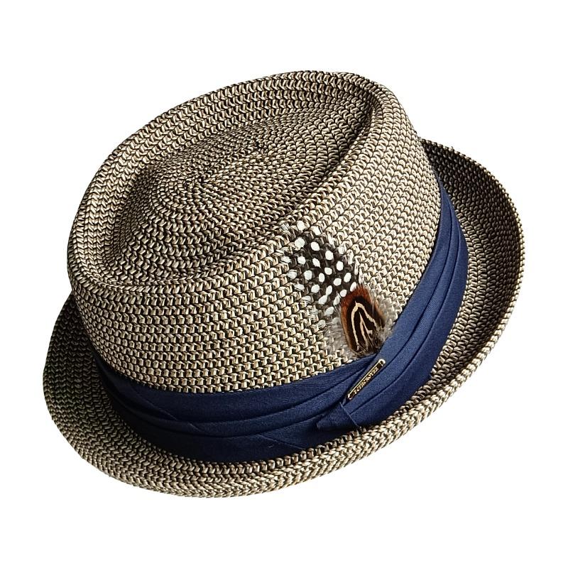 Cappello Panama Uomo Cappello Pork Pie Vintage Britannico Trilby Cappello di Paglia Fedora Traspirante Cappello da Sole da Spiaggia Cappello a Tesa Larga Cappello di Paglia Intrecciato a Mano