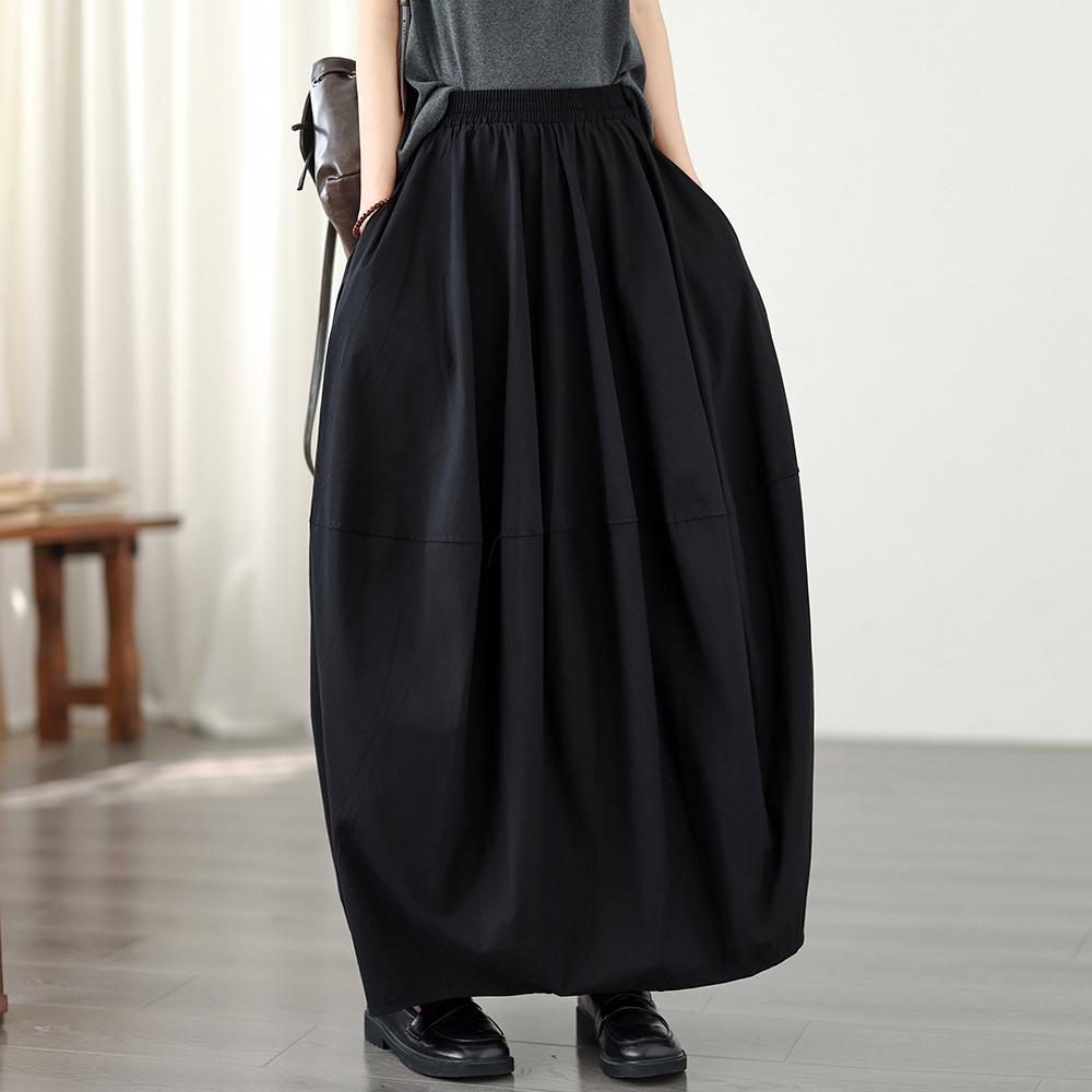 DIMANAF 2026 Sommer Strand Übergröße Langes Kleid Damen Elastischer Bund Locker Lässige Hose Unterteil Schwarz