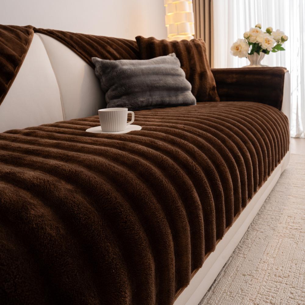 

Шу Хлопковый ворс Новый Прямой ряд Диван Специальная подушка Осень и Зима Утолщенная Плюшевая Подушка для сиденья Чехол на диван Полотенце 70*70cm коричневый