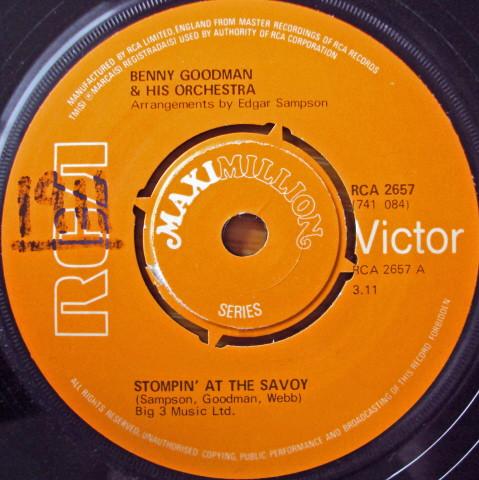 7inch Record BENNY GOODMAN HIS ORCHESTRA Stompin At The Savoy RCA2657 RCA 1976 UK Jazz Used