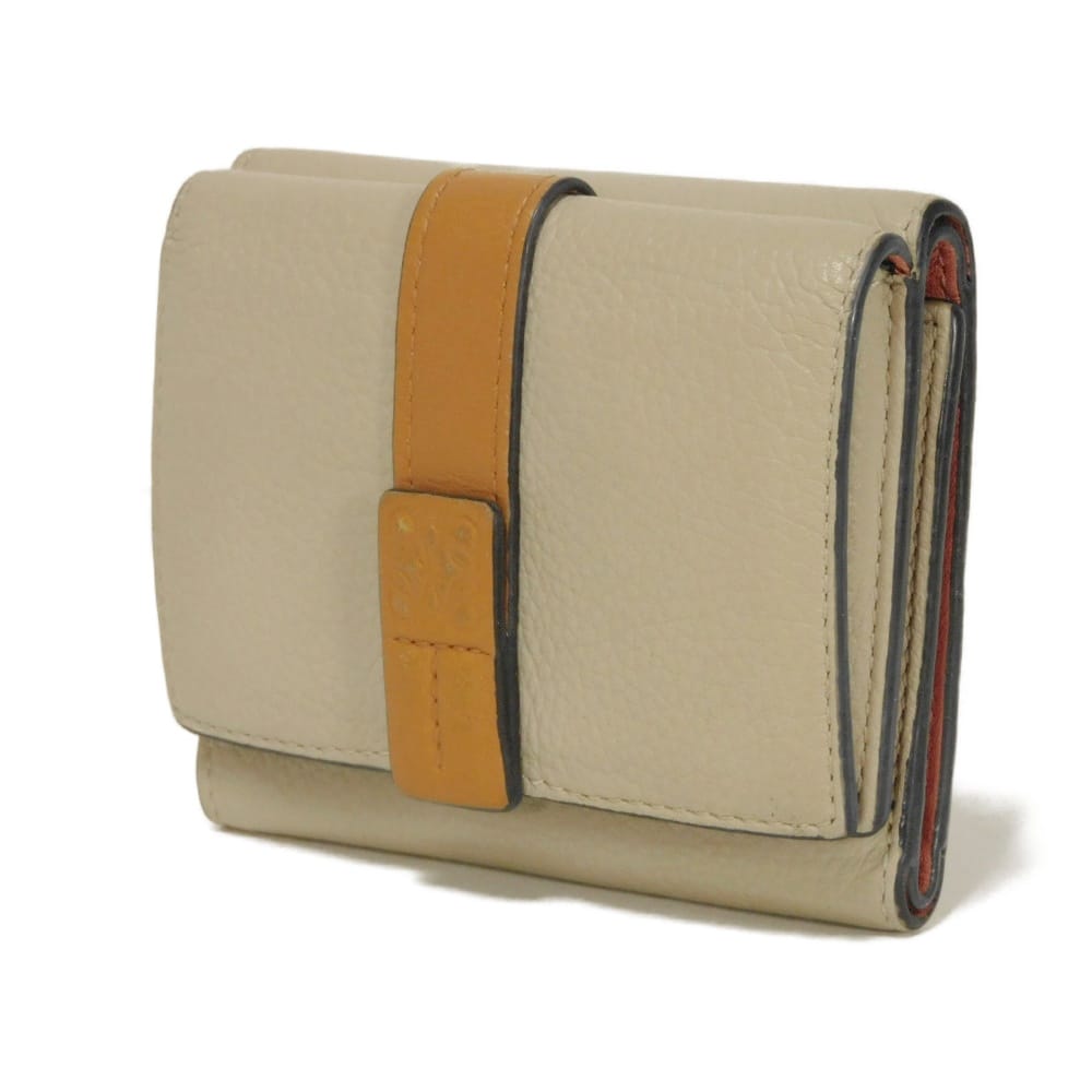 Used 12695 Trifold Wallet C660S26X03 7942 Honey Trio Color Greige Anagram Embossed Light Oat Unisex from Japan AUTHENTIC