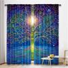 2Pcs Vintage Curtain Tree Of Life With Floral Style Artwork Meditation Peace Design Suitable For Bedroom Bathroom Living Room