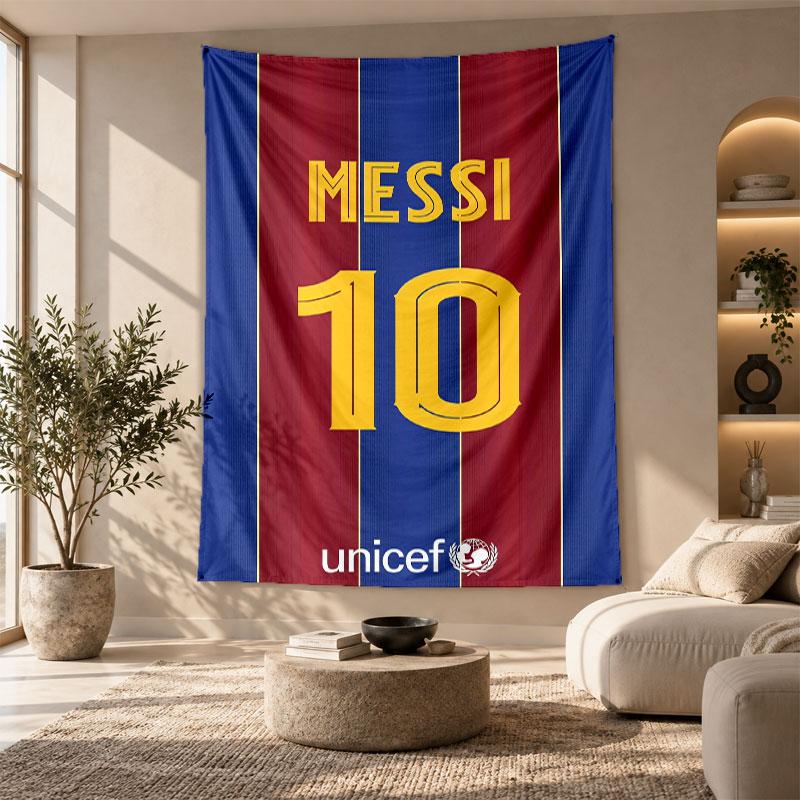 Tapeçaria Decorativa, Arte de Parede Impressa Lionel Messi, Pendente de Parede Leve Para Fundo de Quarto