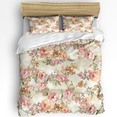 Vintage Flower Leaf Abstract 3pcs Bedding Set For Double Bed Home Textile Duvet Cover Quilt Cover Pillowcase