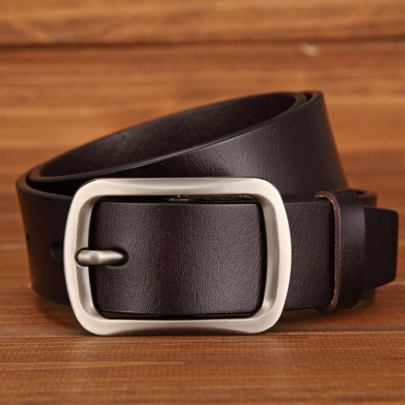 Men'S Leather Belt Two-Layer Cowhide Retro Pin Buckle Belt Casual Waistband Bandwidth