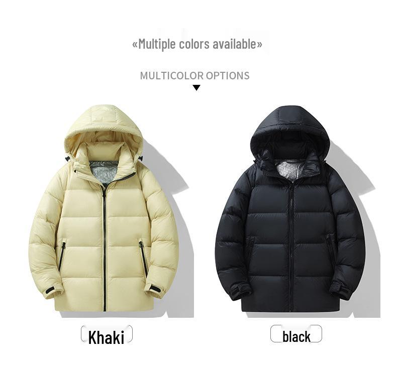 Men's 2025 Winter Down Jacket - White Duck Down, Casual Warm Outerwear for Men