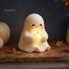 Festive Ghost Glow Lamp Halloween Cute Light Up Decoration, Small Statue Night Light, Gifts for Lovers Resin Table Decoration Indoor, Kitchen