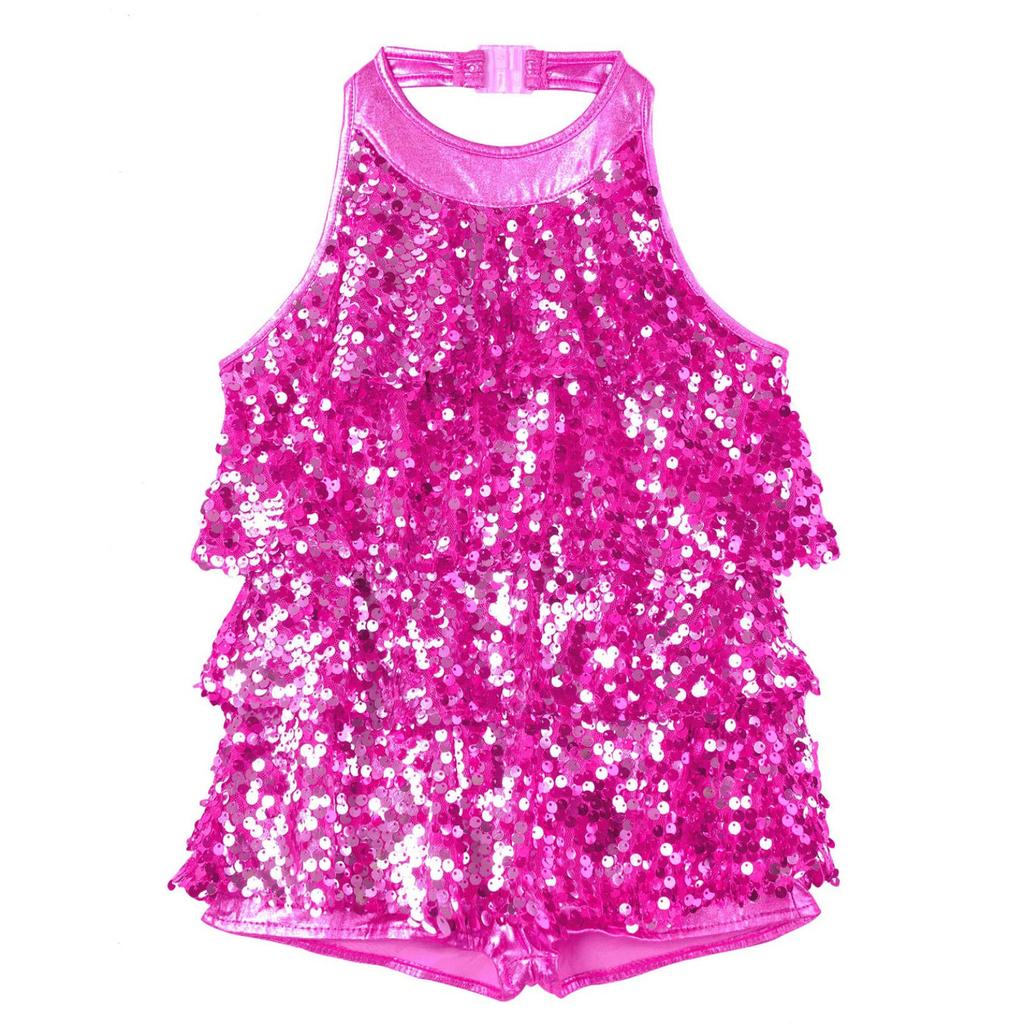 Girls Kids Shiny Ballet Tutu Dress Modern Jazz Latin Dance Outfit Stage Performance Dancewear Costume
