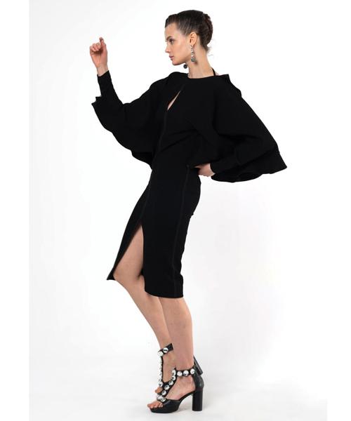 Greedius Black Ruffle Dress