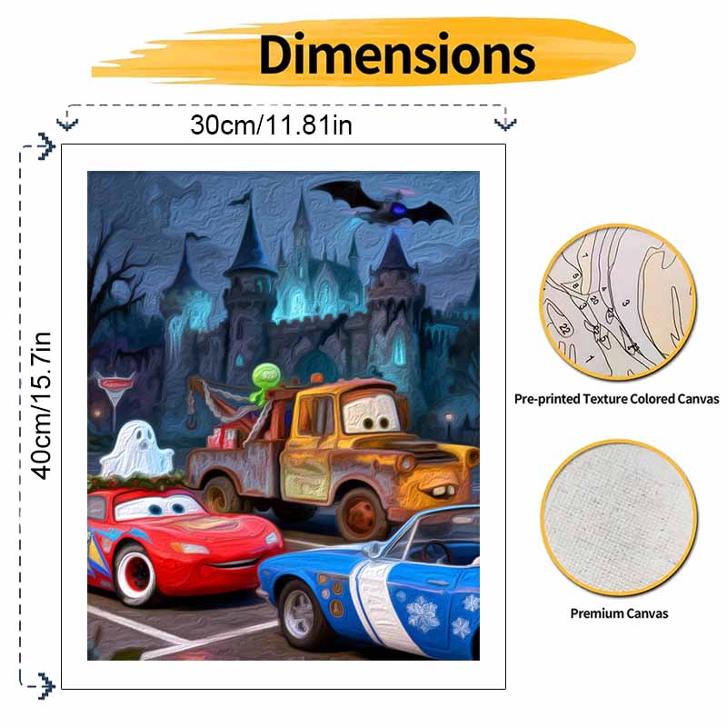Disney Cars Castle Halloween Oil Paint Digital Painting Art Kit FillIn Painting Home Decor