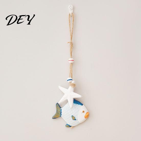 Bohemian Style Home Ornament Mediterranean Nautical Wall Hanging Decor, Handcrafted Wooden Ocean Ornaments, Decorative Pendants with Natural