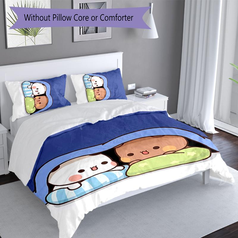 3pcs Bubu and Dudu1 Pattern Bedding Set Duvet Cover Set Includes Duvet Cover &pillowcases, Perfect All Season Bedroom Decoration & Gift