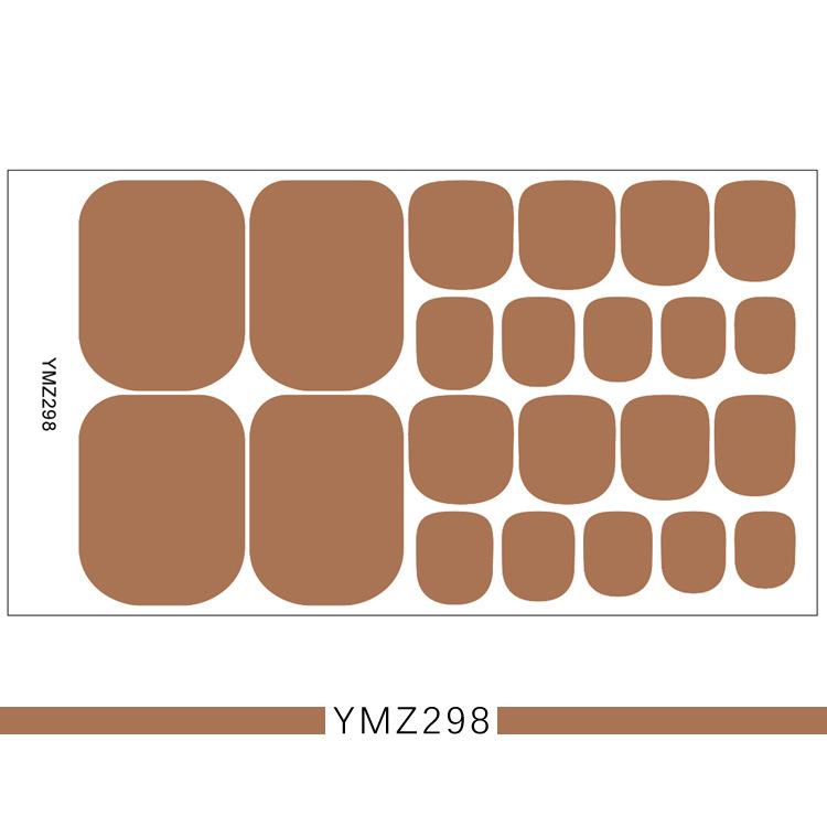 1PC Solid Color Toenail Polish Stickers Full Cover Waterproof  Toe Nail Patch Eco-friendly Long Lasting Toenail Decals Sticker(YMZ277-YMZ308)