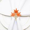 4 Pcs Maple Leaves Napkin Ring, Fall Metal Napkin Ring Holder Maple Leaves Serviette Buckle Holder Autumn Leaf Napkin Buckle for Harvest Season