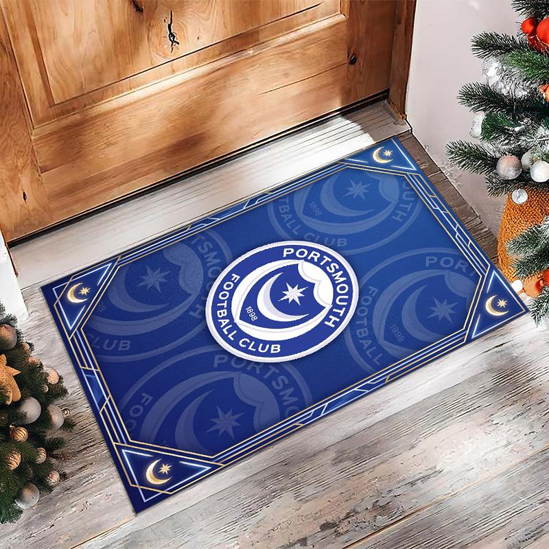Tappeto Morbido Area Rug con Motivo Calcio Portsmouth FC Antiscivolo Tappeto per Pavimento Interno Tappetino Decorazione Sportiva per Camera da Letto