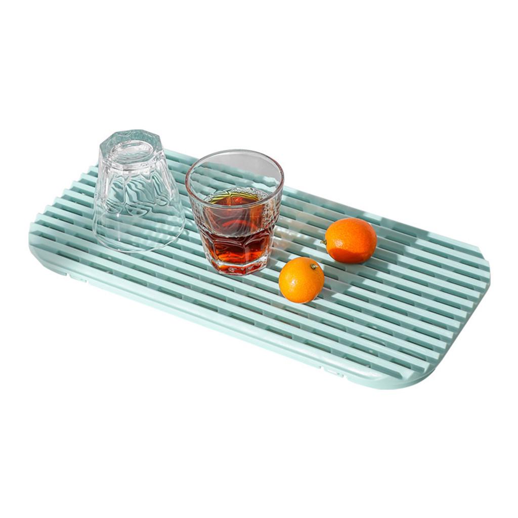 Bar Silicone Outflow Pad Drying Mat Dish Kitchen Thick Counter Deep Grooves Dry