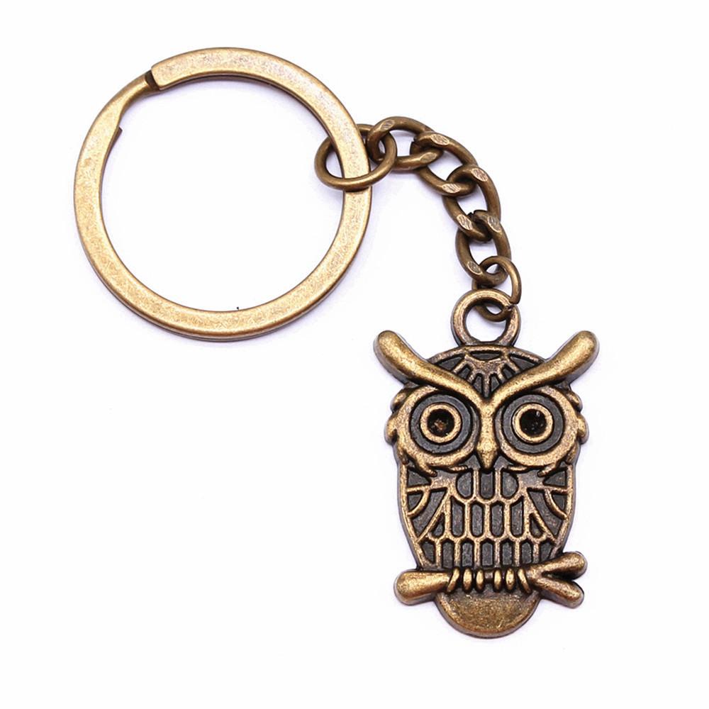 Pfauen Emaille Charms Eulen Schlüsselanhänger Vogel Anhänger Schlüsselring 28mm