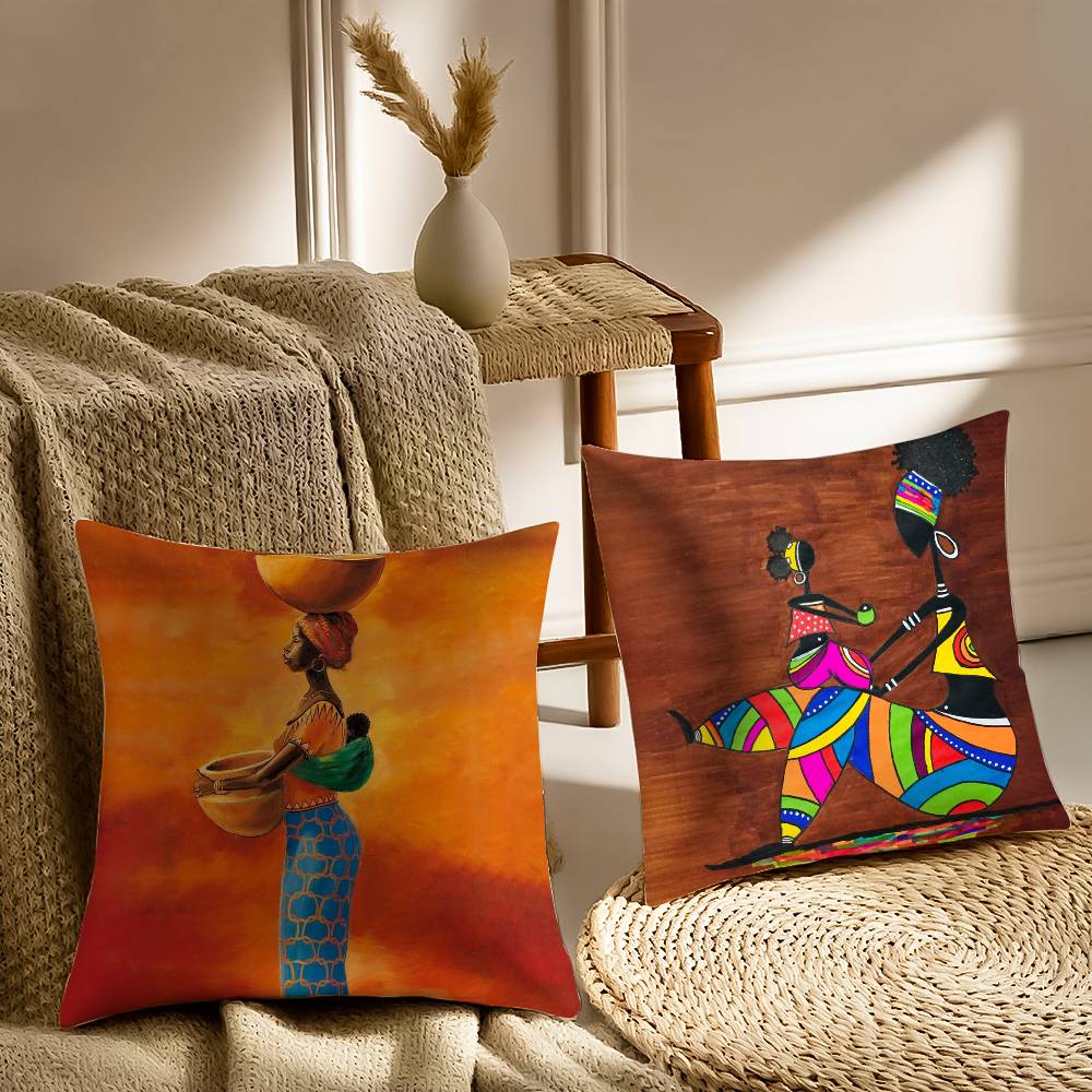 Abstract Painting African LPillow Case Sofa and Living Room Decorative Cushion Covers Dust-proof and Mite-proof Invisible Zipper