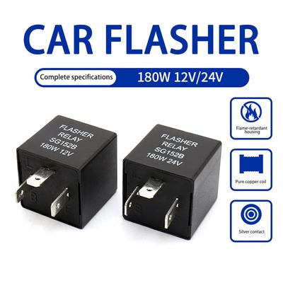 Car Flashing Relay 3-Pin Normally Open Relay DC 12V 24V Auto Motorcycle Steering Relay Car Turn Signal Switch with Base