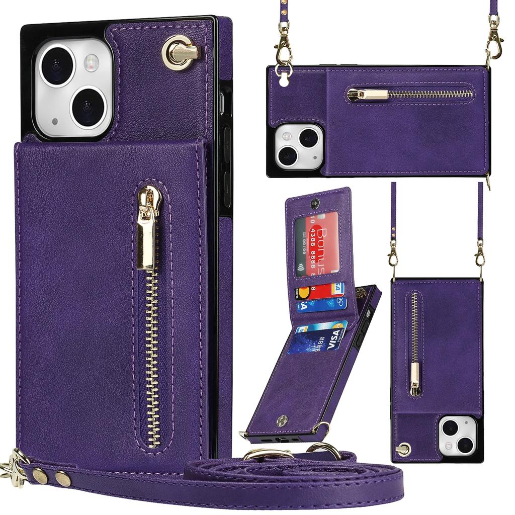 Crossbody Zipper Cards Solt Wallet Leather Case For iPhone 15 16 Pro Max 14 Plus 13 11 12 SE 2025 XS XR Lanyard Bag Purse Cover