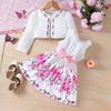 Abbigliamento Bambini Nuovi Prodotti per Bambine Primavera ed Estate Vestito Floreale + Giacca Cardigan TZ1033-D