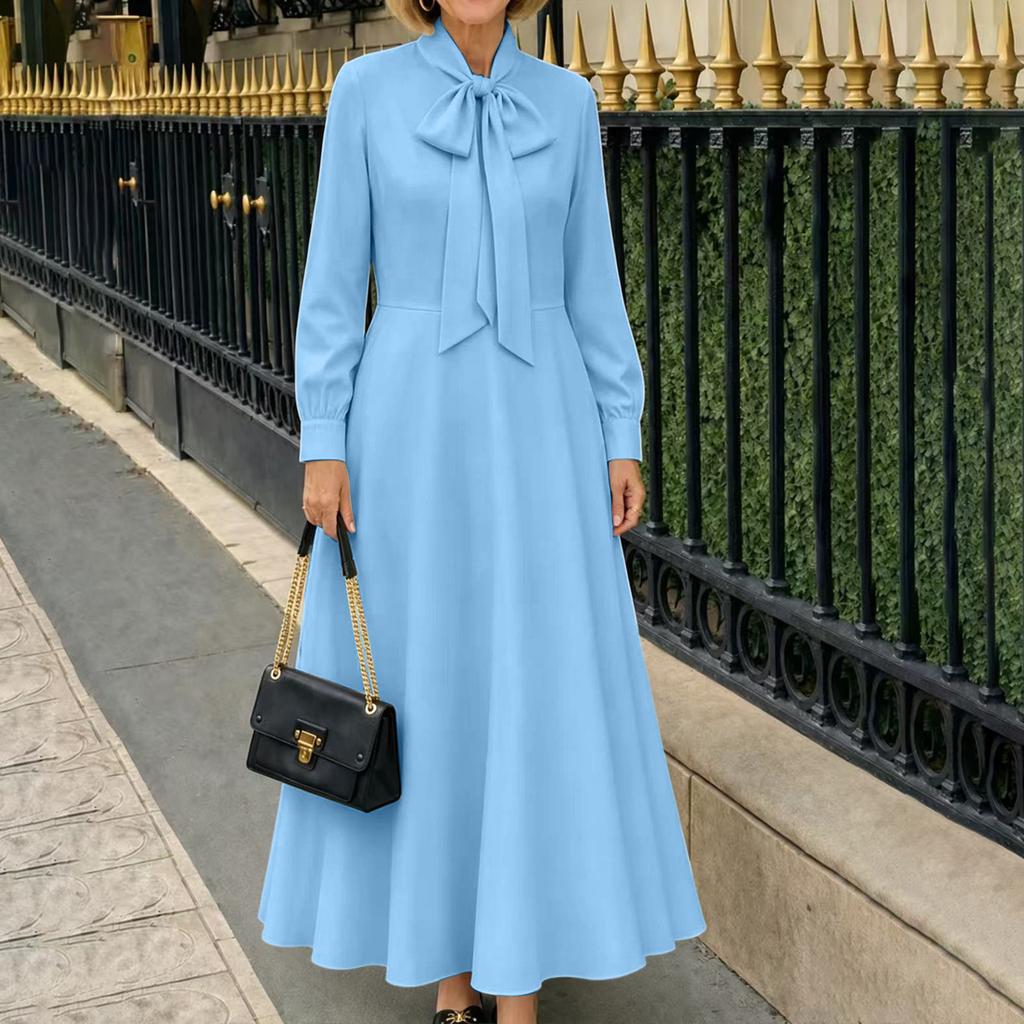 Women's Color Long Sleeve Dress for Elegant Everyday Wear