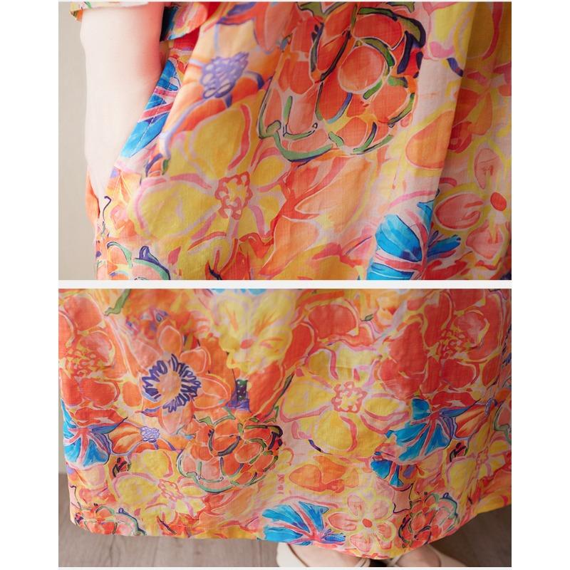 DIMANAF 2025 Summer Women Plus Size Vintage Basic Dress Floral Pleated Casual Long Loose Hooded Dress Maxi