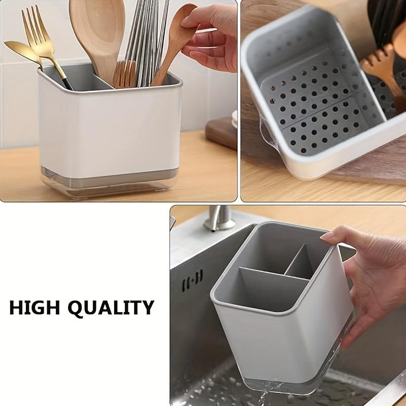 1pc Double-Layer Detachable Chopstick Holder and Cutlery Organizer - Kitchen Storage Shelf and Tableware Drain Rack