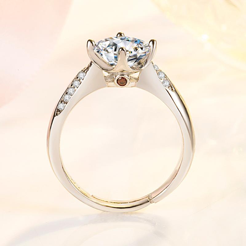 925 Sterling Silver Women's Open Prong Fashionable Four Prong 2Carat Diamond Adjustable Jewelry Accessories Gift Jewelry
