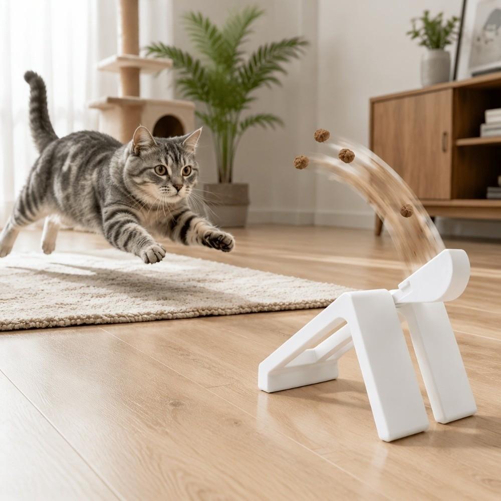 Manual Pet Treat Launcher Toy Enrichment Plastic Interactive Dog Feeding Toy 3D Printing Non Slip Stand Pet Training Reward Toy