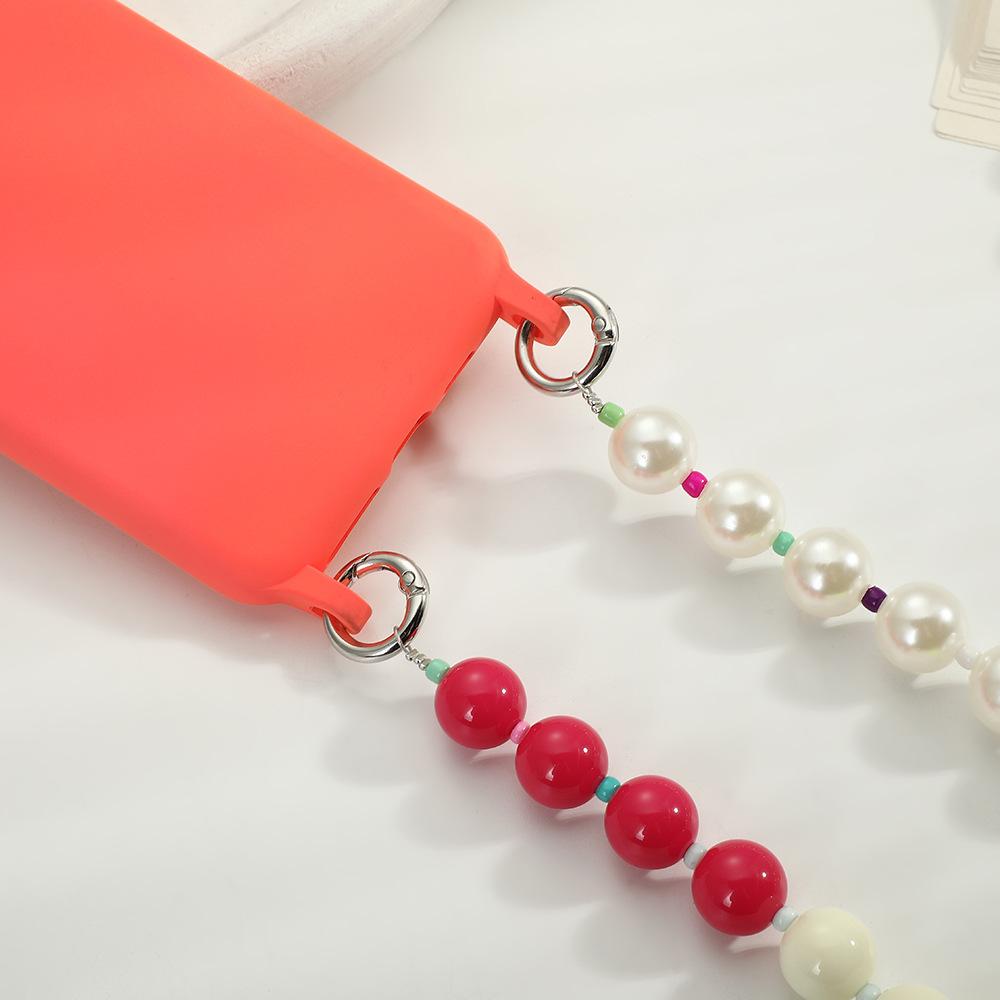 INS style new pearl acrylic colored bead long anti-loss portable diagonal span hand carry fashion chain mobile phone chain