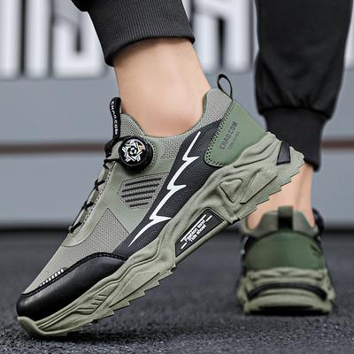 Fashion Men's Rotating Buckle Sneakers Korean Breathable Mesh Sneakers Casual Sports Shoes Thick Sole Outdoor Running Shoes Men Sneakers