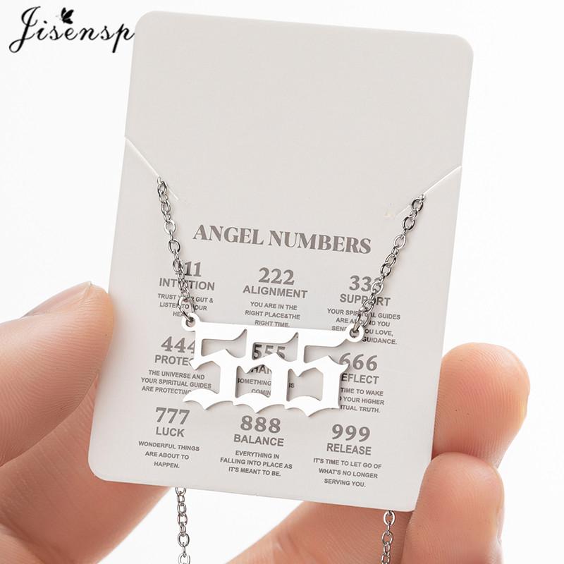 Stainless Steel Angel Number Lucky Numbers Necklaces 111 222 333 444 555 888 999 777 666 Pendant Necklace Charms Jewelry