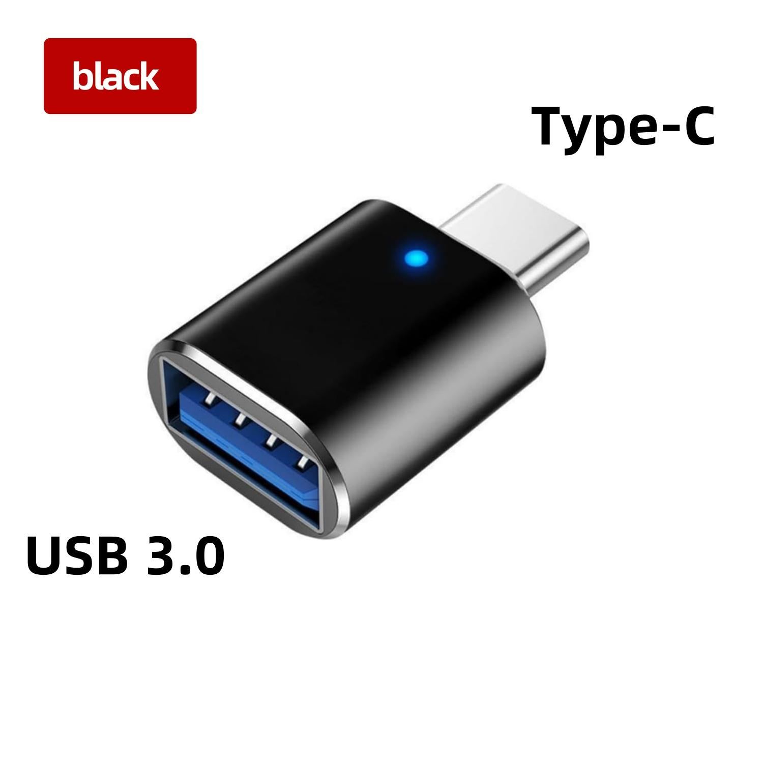 

USB 3.0 OTG adapter USB-C to USB A converter suitable for Macbook Samsung Xiaomi Huawei LED USBC OTG connector чёрный