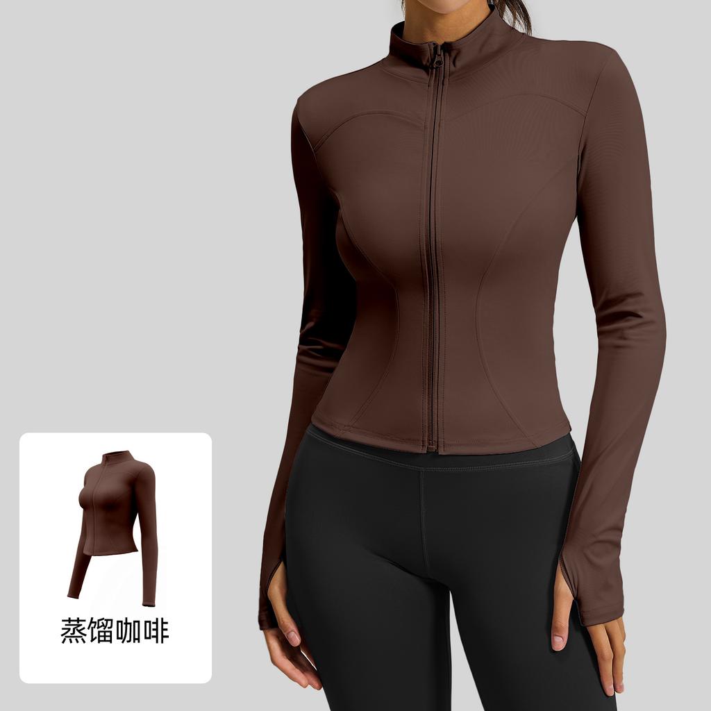 Spring And Autumn Slim Yoga Clothing Long Sleeve Women'S Skinny Running Naked Sports Fitness Yoga Jacket Top