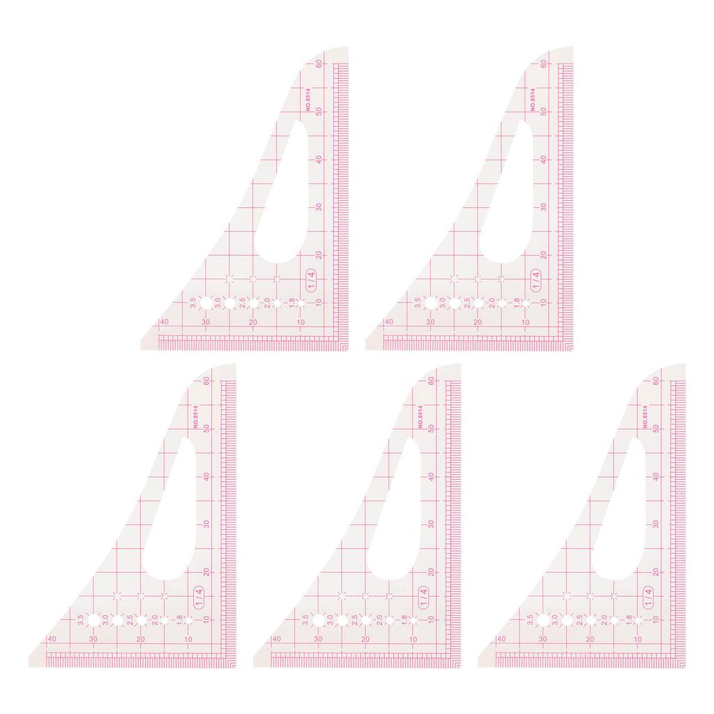 5Pcs Triangular Curve Rule Transparent High Accuracy Multifunction Pattern Sewing Rulers Set for