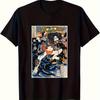 Mens Japanese Ukiyoe Samurai Art Print TShirt Black Crew Neck Short Sleeve Casual Shirt Smooth Texture Short Sleeve