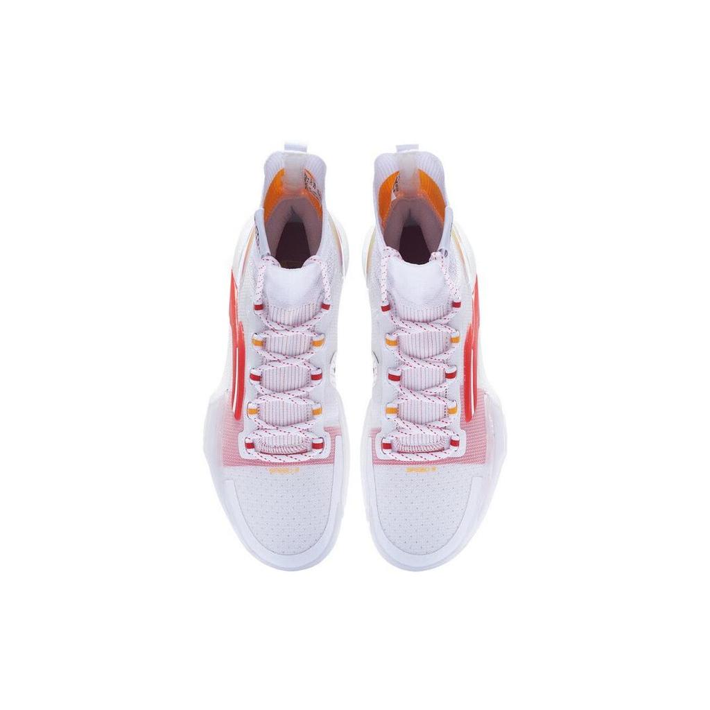 New LiNing Speed 9 Ultra Cushioning Anti Slip And Wear Resistant High Top Basketball Shoes White Red ABAT013-5