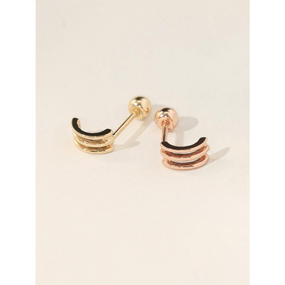 14K Minime Three-Line Ring Piercing Earrings