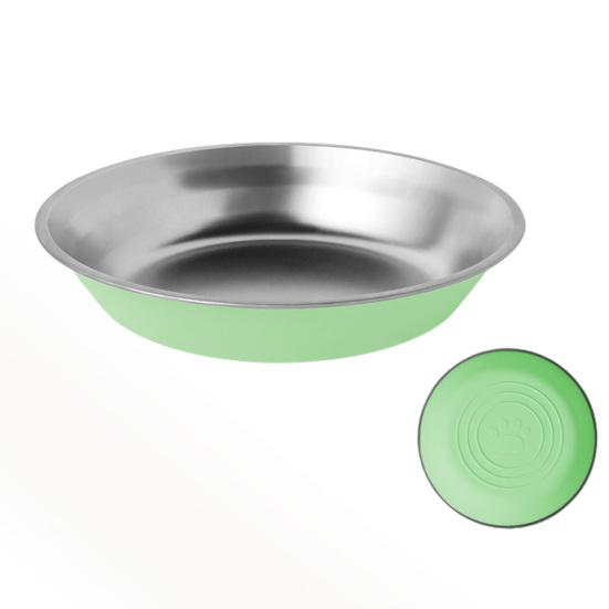

Stainless Steel Pet Bowl Non-slip Silicone Bottom Small Medium Large Dogs Cats Feeding Bowl Anti-tip Pet Water Treat Food Feeder зелёный