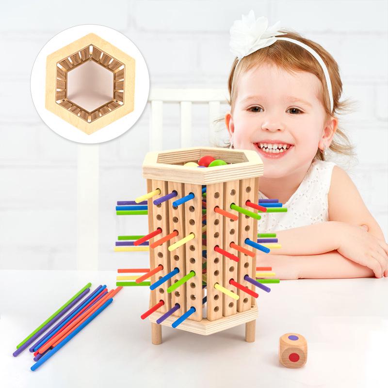 Farbenfrohes Holzstäbchen-Puzzlespiel: Interaktives Eltern-Kind-Lernspielzeug mit Bausteinen