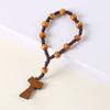 Holzperlen Rosenkranz mit 8mm Perlen und Kreuzanhängern für Gebetsmeditationen Eleganter Holzmaserung Rosenkranzperlen