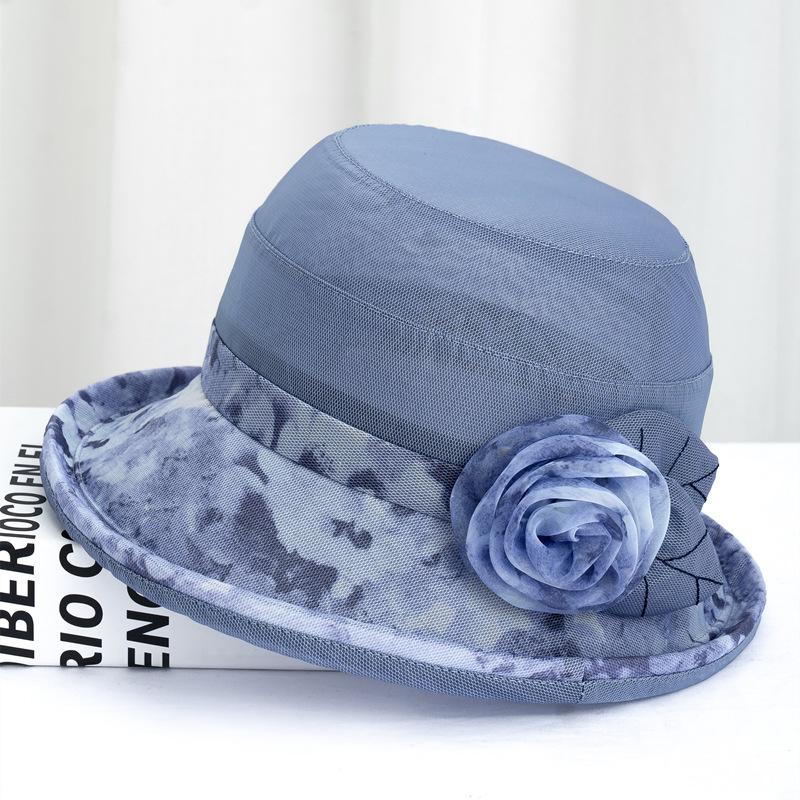 Middle-Aged Mother, Foreign Style Fisherman Hat, Summer Thin Sunscreen, Sun Hat, Curled Flower Top Hat, Mother Hat