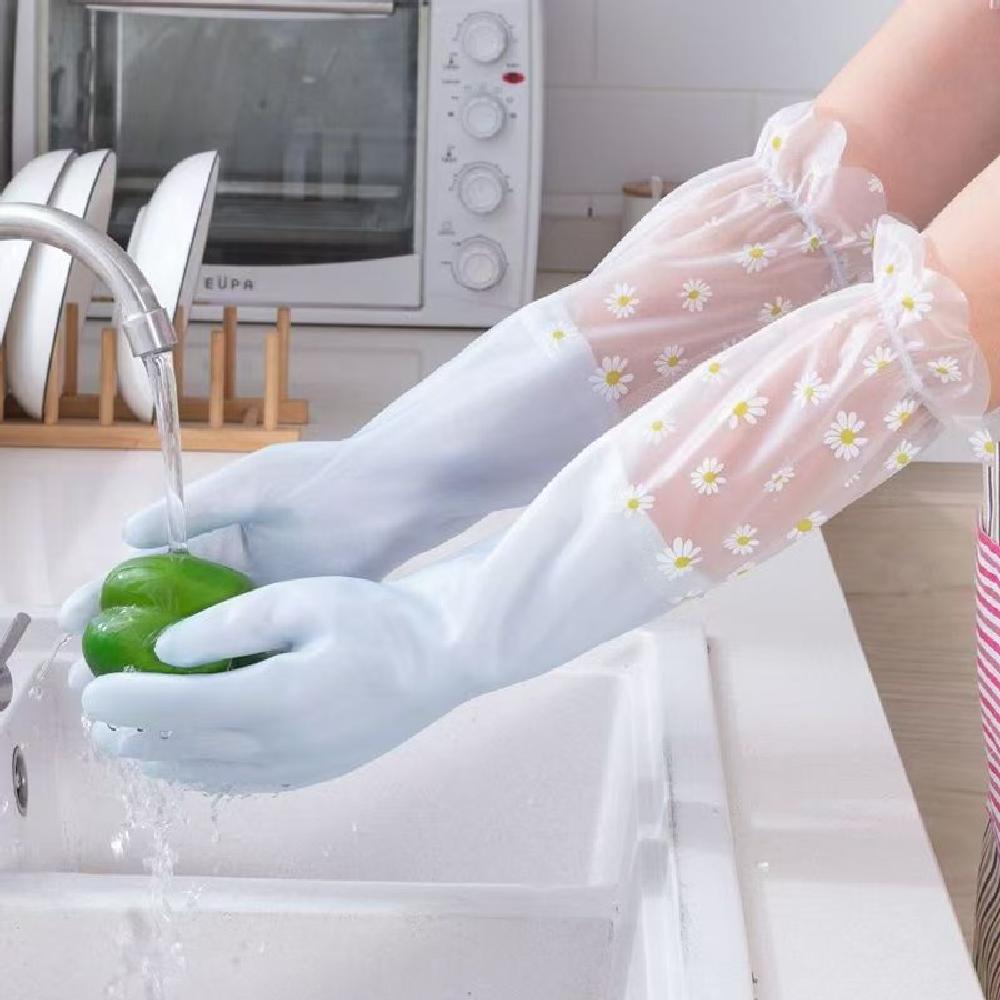 Household Long Sleeve Rubber Gloves Dishwashing Gloves Kitchen Oven Pet Cleaning Gloves Home and Kitchen Accessories
