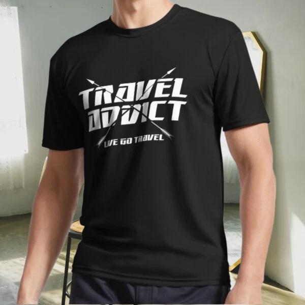 

New Shirt Addict Travel Traveler Blogger Active Logo T-Shirt Funny Size S to 5XL M